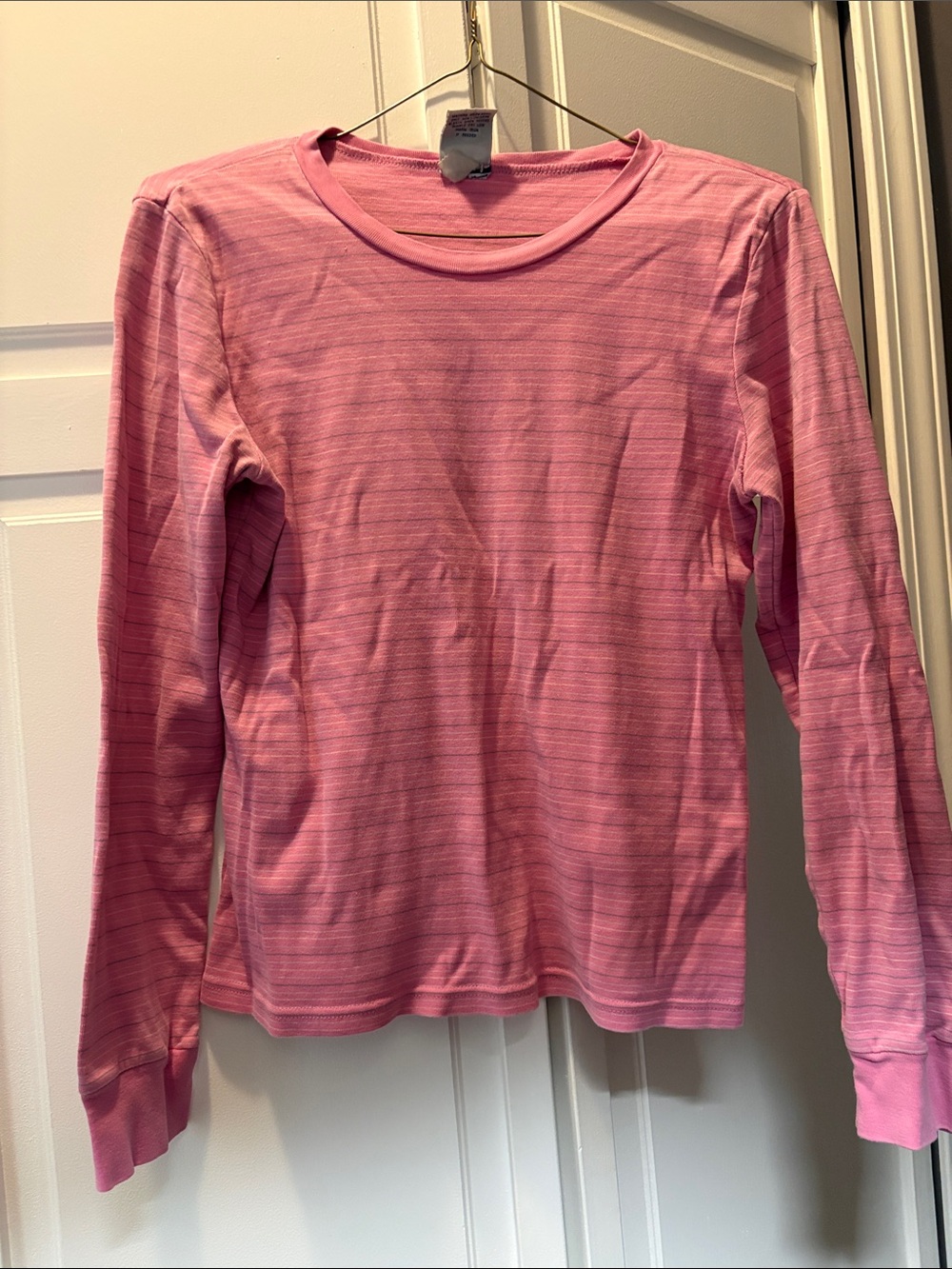 Old Navy Pink Long-Sleeve Striped Tee